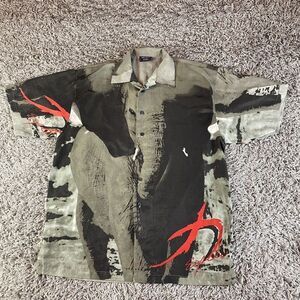 Vintage Ice Pole Shirt Mens Large L Elephant AOP Logo Nature Y2K Skate Grunge